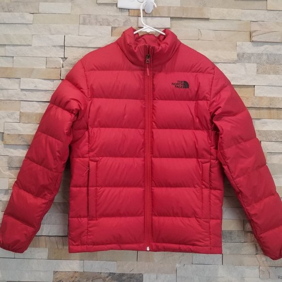 North Face Mens Small Red Puffer Jacket Ski Coat Puffy Winter Goose Down Feather